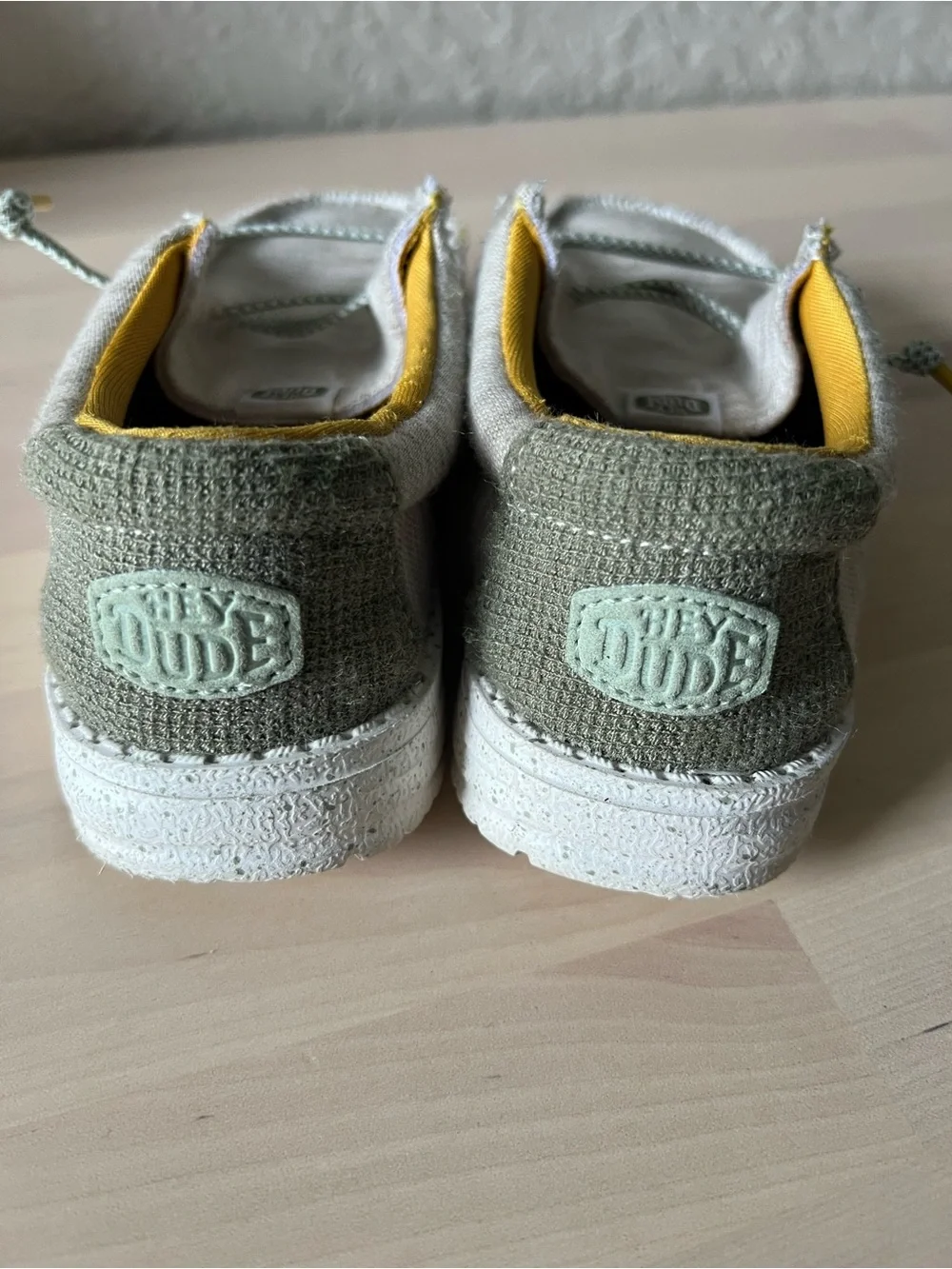 Hey Dude Kids Beige Moccasins with Yellow Lining